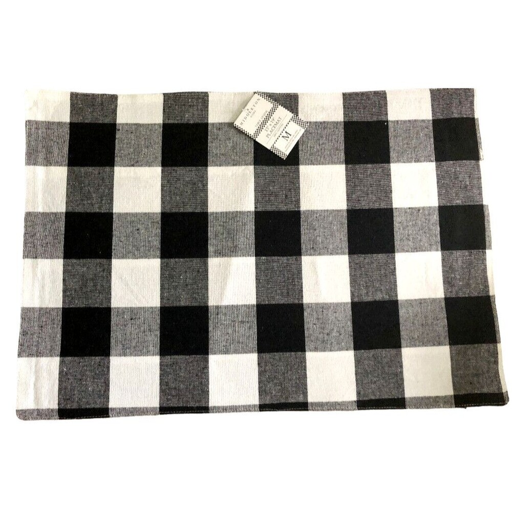 Middleton Home Buffalo Check Placemats Set of 4 Black White Reversible 19x13